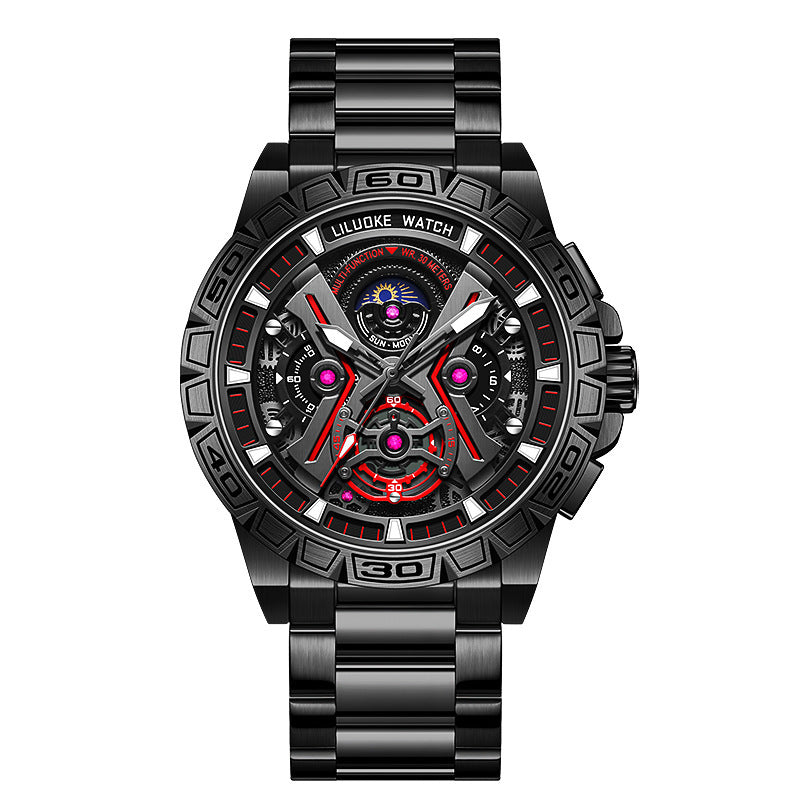 Three-Dimensional Hollow Waterproof Luminous Multifunction Quartz Watch - globaltradeleader