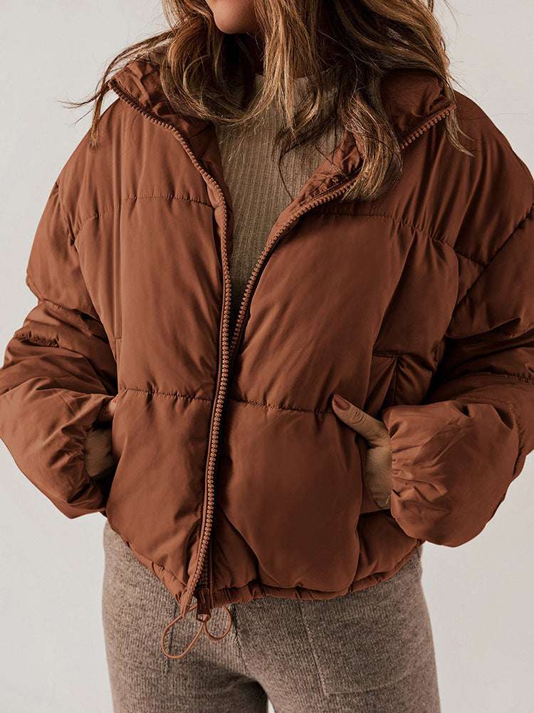 Winter Bread Coat Thickened All-matching Warm Leisure Solid Color Stand-up Collar Cotton-padded Clothes Women - globaltradeleader