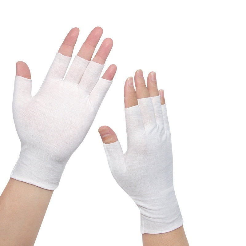Exposed Five-finger White Cotton Gloves Half-finger And Breathable Sweat-absorbent Thin - globaltradeleader