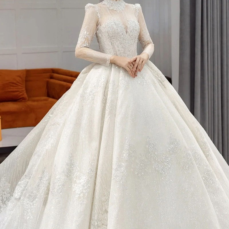 Long Sleeve French Vintage Light Wedding Dress Bride - globaltradeleader