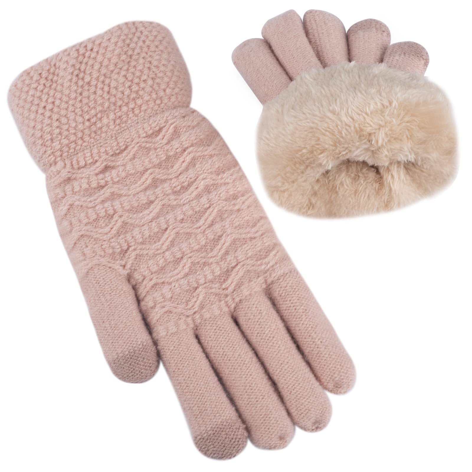 Women's Wave Patterned Double-layer Velvet Thickened Knitted Gloves - globaltradeleader