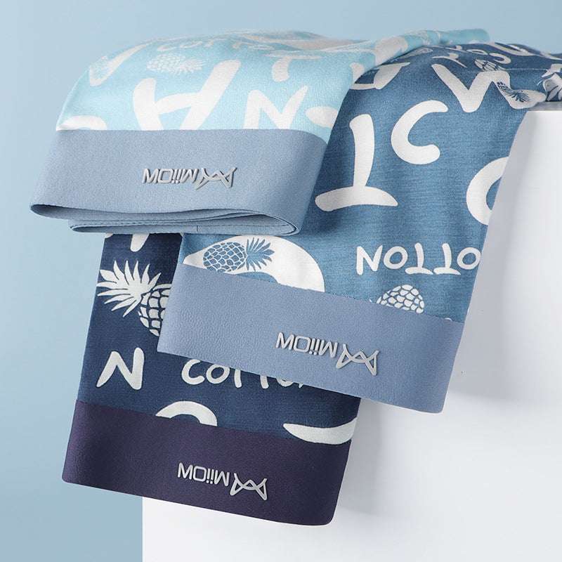 Traceless Antibacterial Boxer Pants Modal Print Letter Flat Leg Pant Top