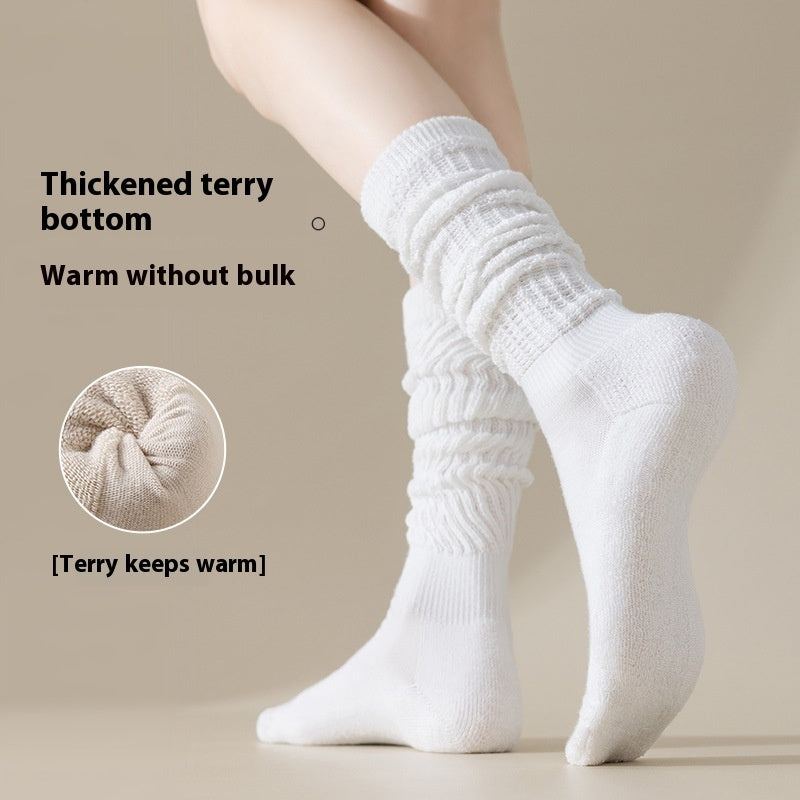 Autumn And Winter Thickening Women's Bunching Socks Fleece-lined Warm Stockings Half Pile - globaltradeleader