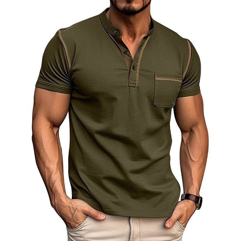Summer Men's Color Matching Pocket T-shirt Top - globaltradeleader