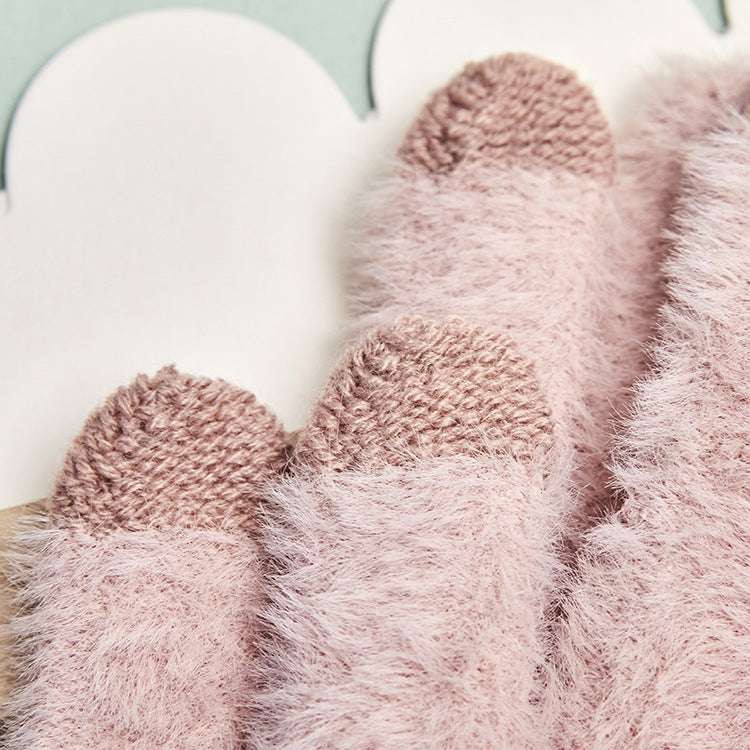 Autumn And Winter Women's Touch Screen Knitted Mink Velvet Thickened Gloves - globaltradeleader