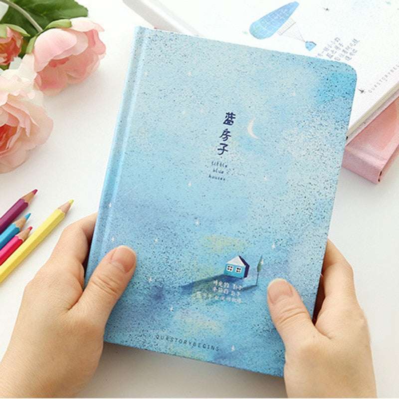 Creative trend Color Pages A5 Notebook Little Blue House Diary Book Hardcover diary Stationery School Supplies