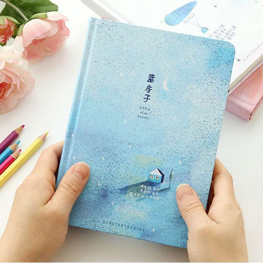 Creative trend Color Pages A5 Notebook Little Blue House Diary Book Hardcover diary Stationery School Supplies