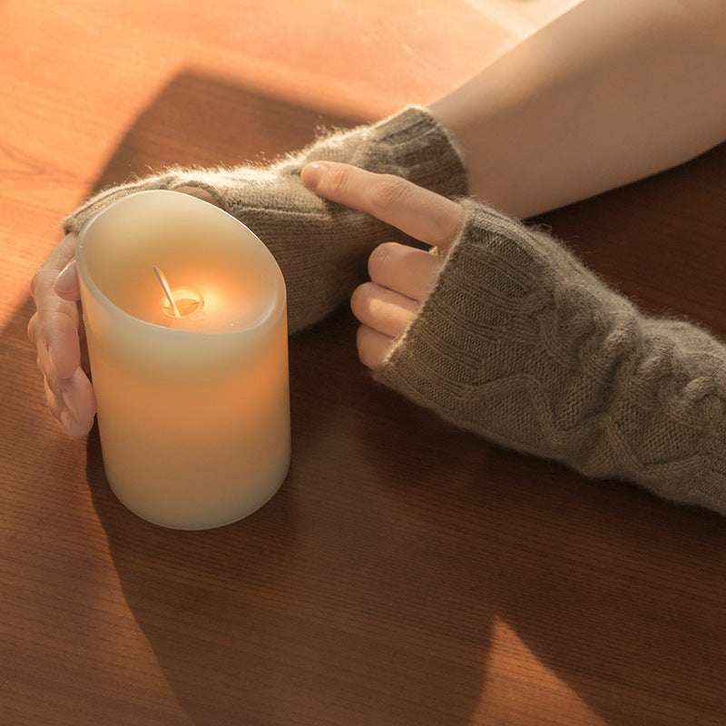 Cashmere Autumn And Winter New Women's Half Finger Twist Gloves - globaltradeleader