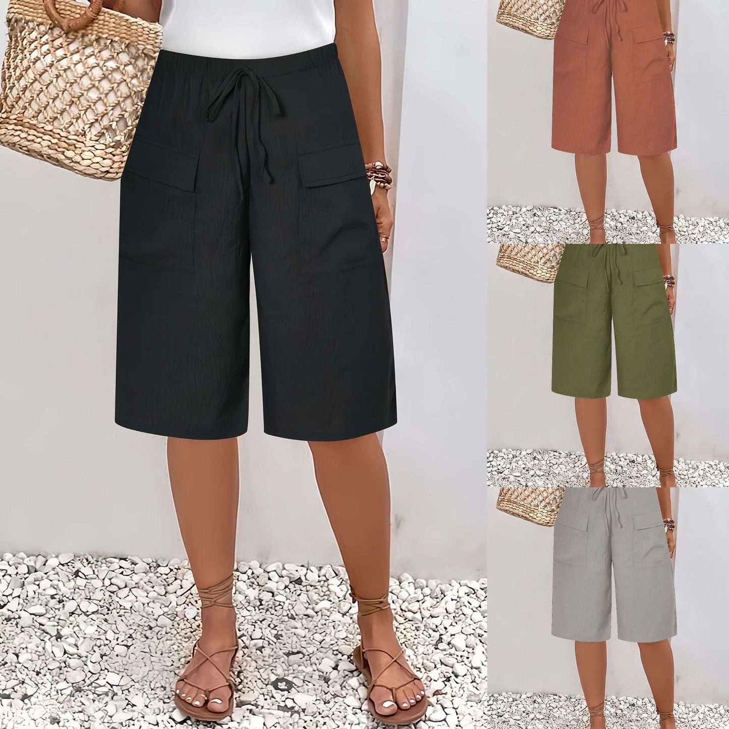 Women's Pocket Cropped Casual Shorts - globaltradeleader