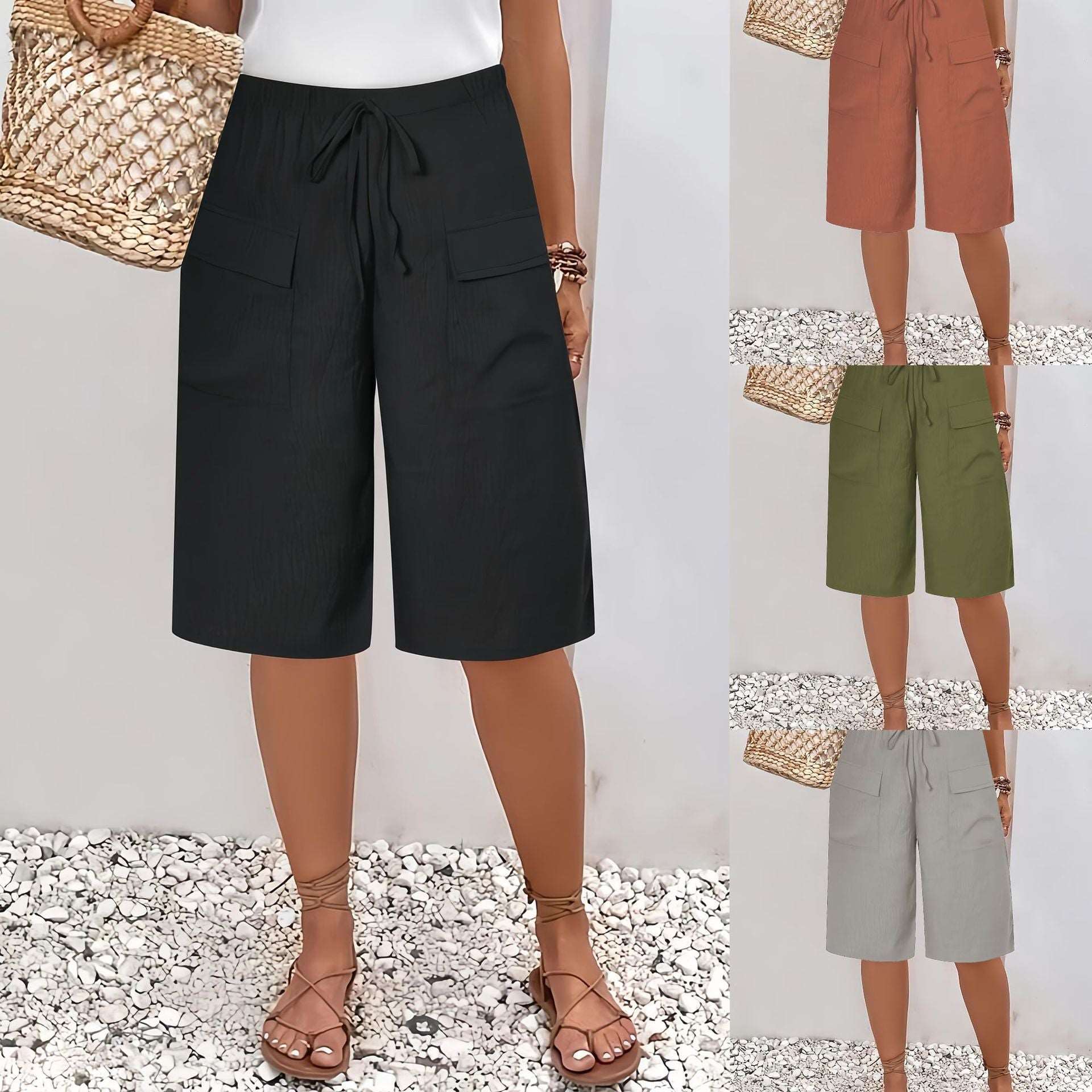 Women's Pocket Cropped Casual Shorts - globaltradeleader