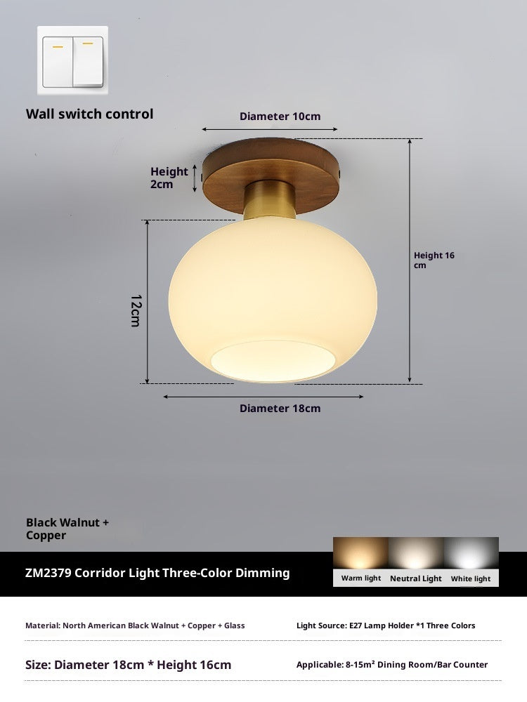 Chinese Style Simple And Light Luxury Walnut Brass Ceiling Lamp - globaltradeleader