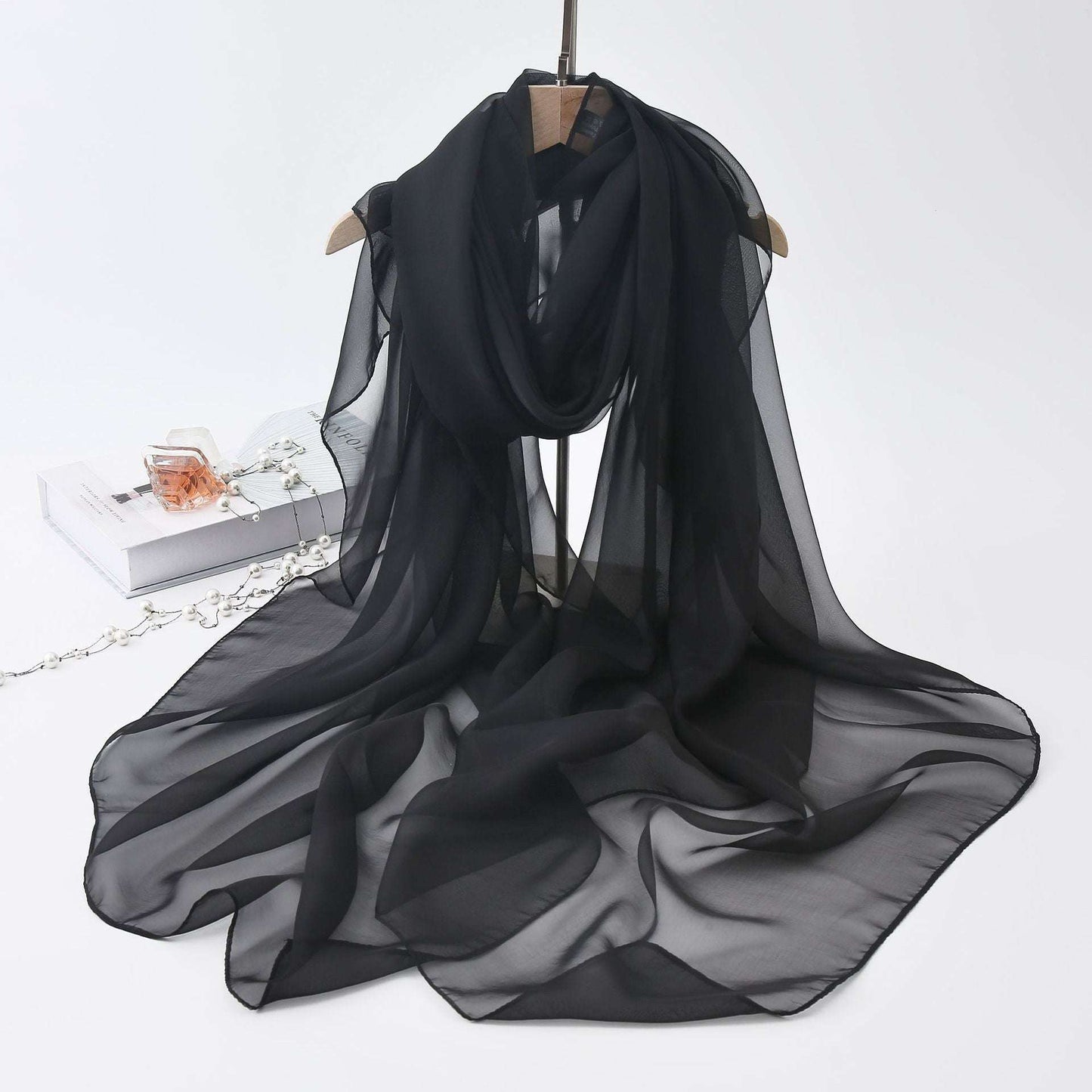 Thin Type Sunscreen Scarf Red Solid Color Sunshade Shawl