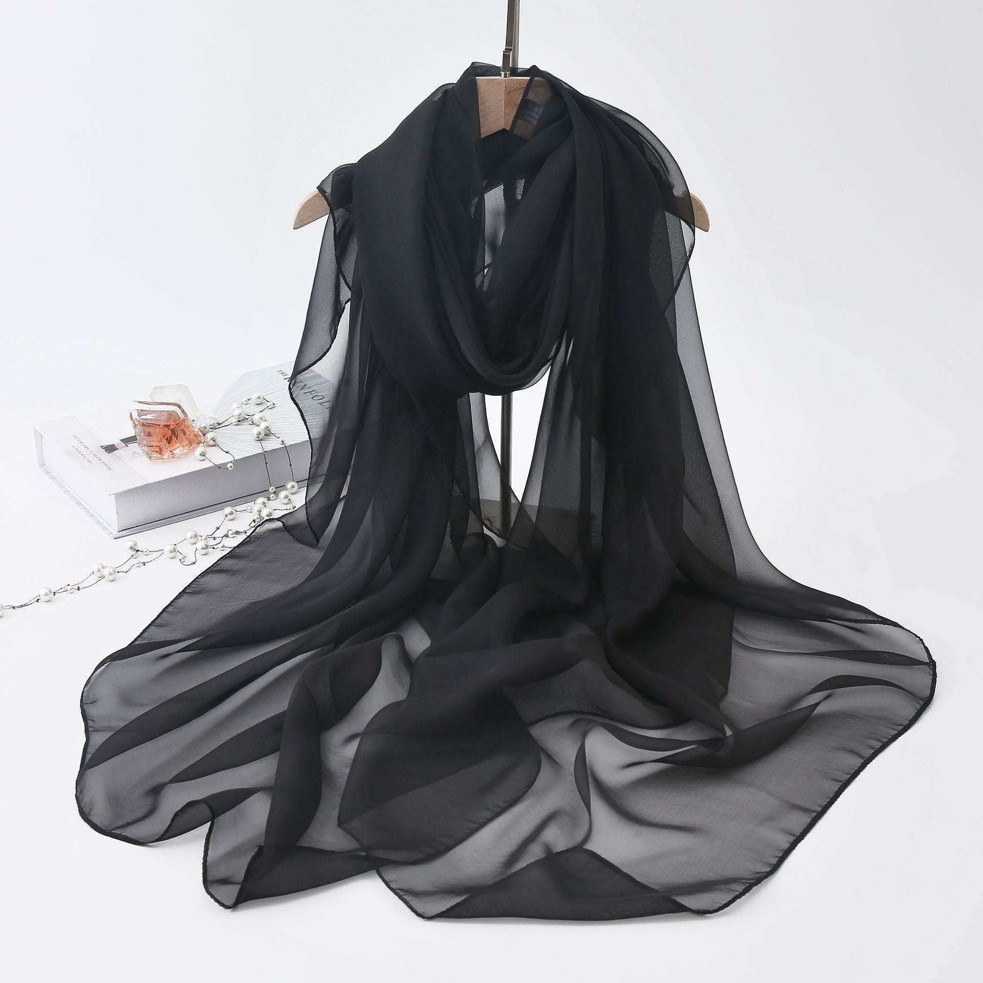 Thin Type Sunscreen Scarf Red Solid Color Sunshade Shawl