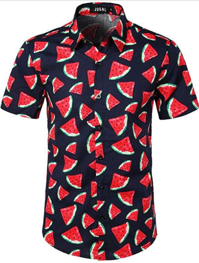 Printed beach short sleeve shirt - globaltradeleader
