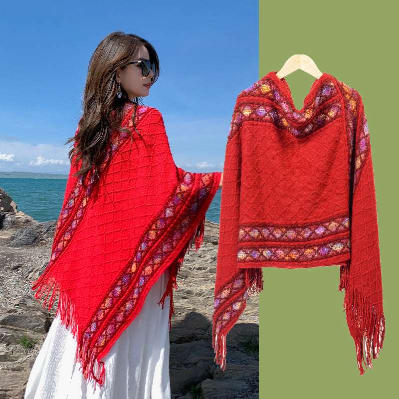 Autumn And Winter New Ethnic Style Shawl Travel Tassel Cloak