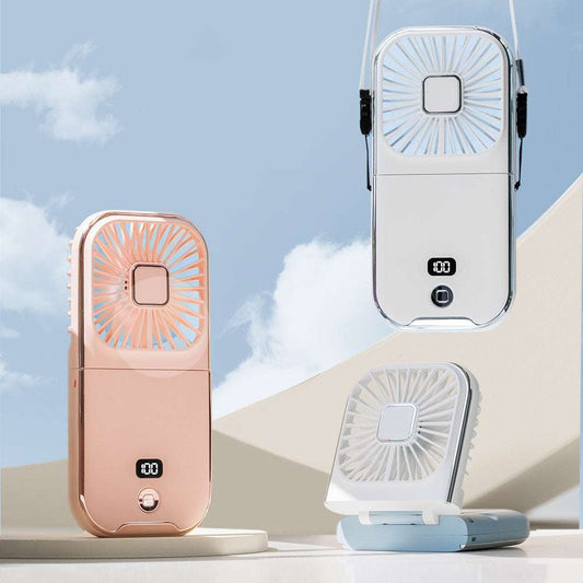 Folding Portable Digital Display Handheld Small Fan - globaltradeleader