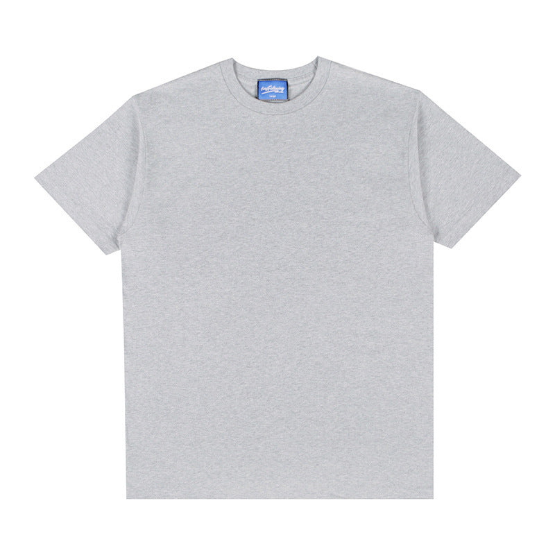 Heavy American High Street Solid Color Loose Shoulder Cotton Round Neck T-shirt - globaltradeleader