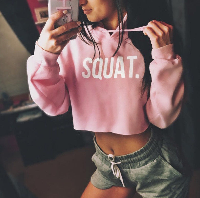 Women Fashion Active Hoodies Long Sleeve Crop Top Letter Print Loose Hooded sudaderas mujer harajuku hoodie sweat femme NEW - globaltradeleader
