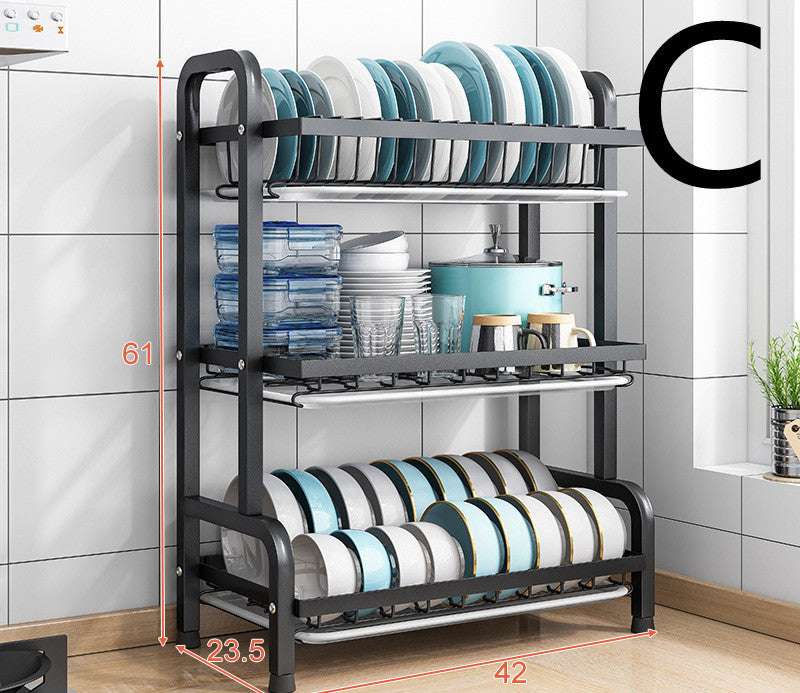 Kitchen Shelf Countertop Dish Drain Rack Small Household Dish Rack Cabinet Dish Storage Rack - globaltradeleader