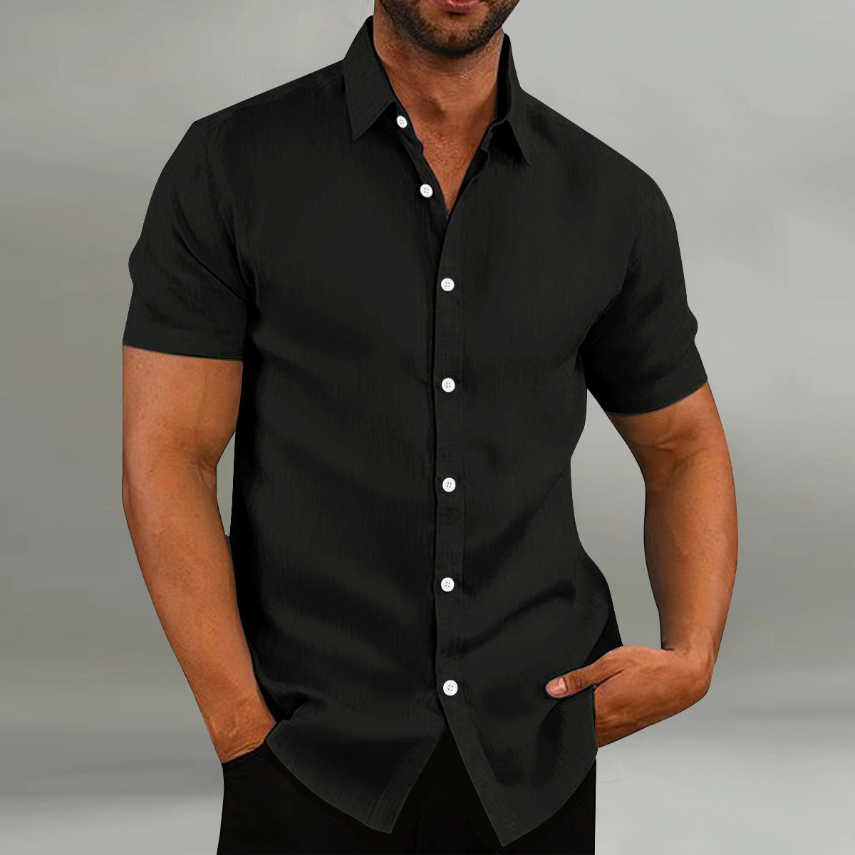 Men's Vintage Cotton Linen Casual Loose Short Sleeves Shirt - globaltradeleader