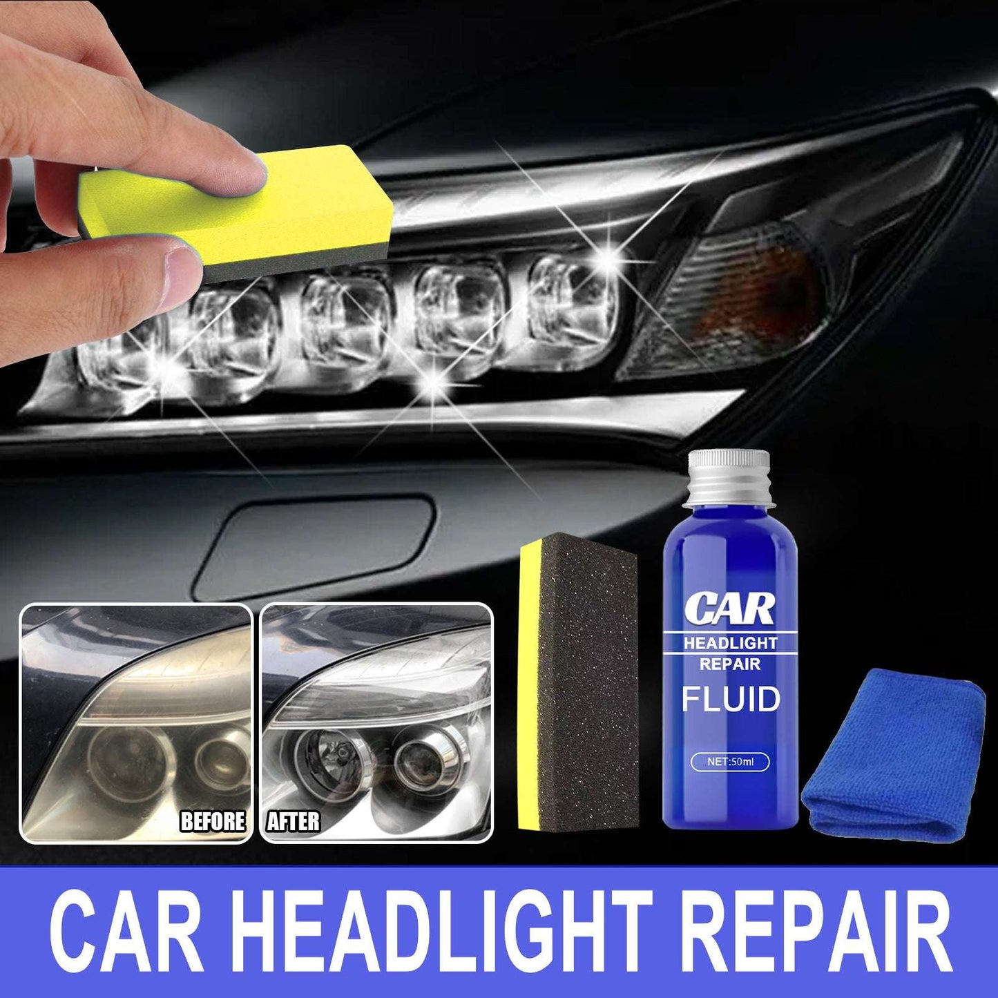 Car Lamp Refurbishment Repair Agent Set With Crystal Plating