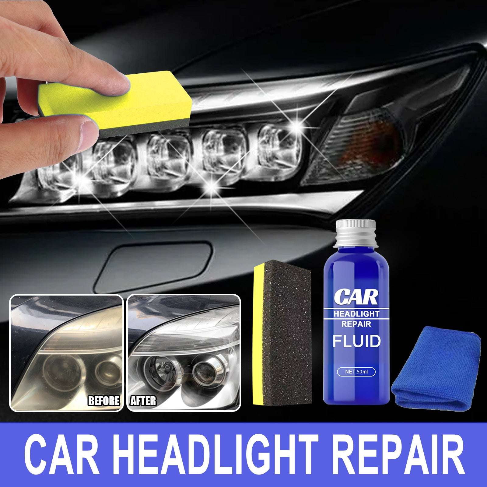 Car Lamp Refurbishment Repair Agent Set With Crystal Plating