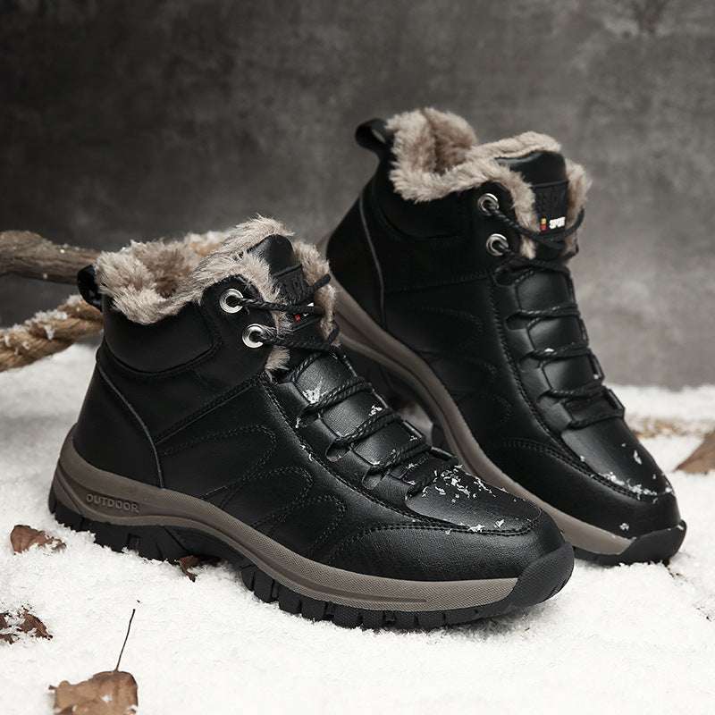 Winter Boots For Men Warm Leather Shoes With Plush - globaltradeleader