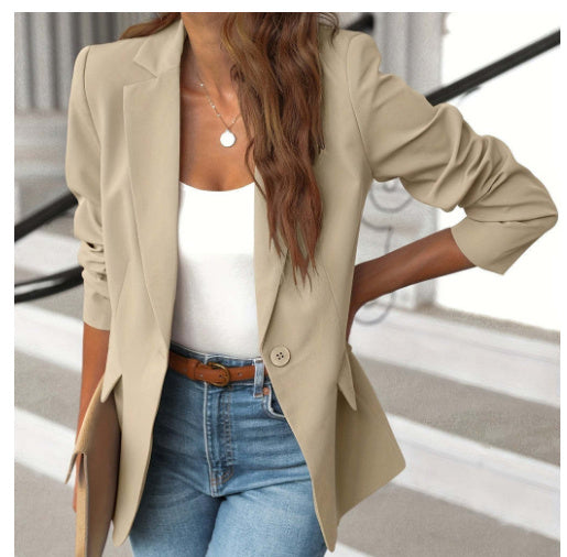 Ins Lapel Button Jacket Fashion Commuter Casual Suit Jacket Women's Long-sleeved Tops Outwear Clothing - globaltradeleader