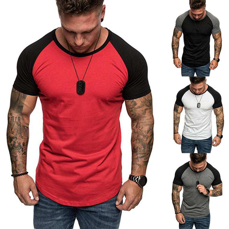 Color block raglan sleeve men's T-shirt - globaltradeleader