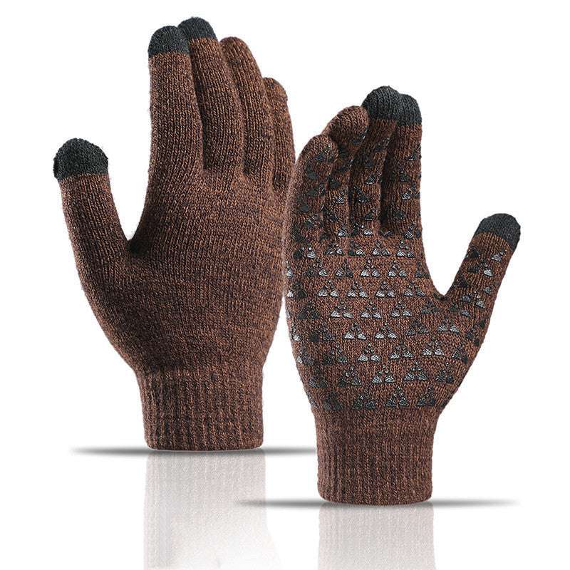 Winter Knitted Gloves For Men And Women Warm Cycling Anti-Cold Anti-Slip Triangular Offset Warm Gloves - globaltradeleader