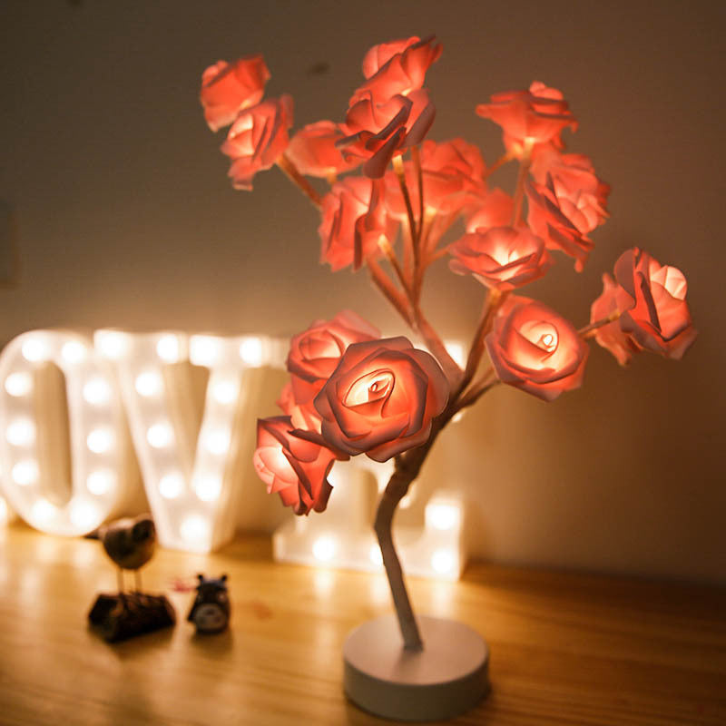 Rose Flower Lamp USB Battery Operated LED Table Lamp Bonsai Tree Night Lights Garland Bedroom Decoration Lights Home Decor - globaltradeleader