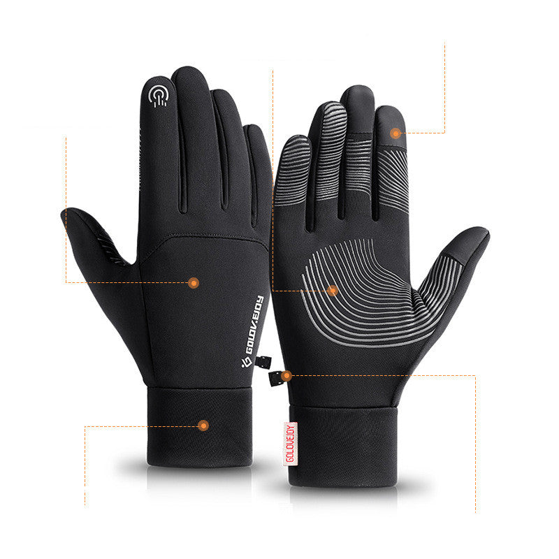 Outdoor Cycling Ski Sports Waterproof Touch Screen Plus Velvet Cold And Warm Gloves