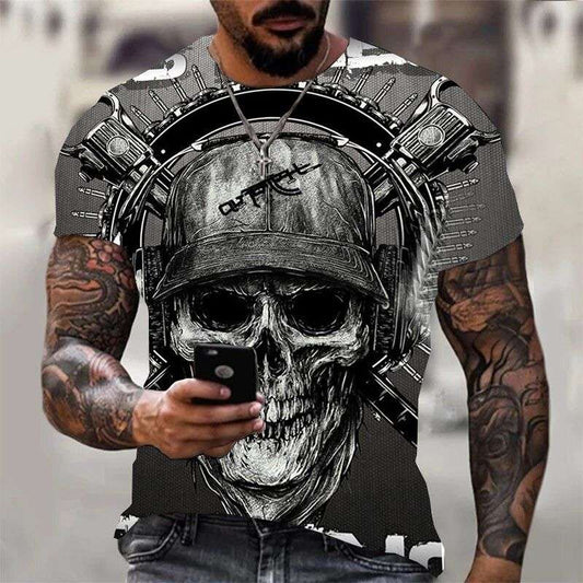 Hip Hop Skull Pattern 3D Printed Short Sleeve Men