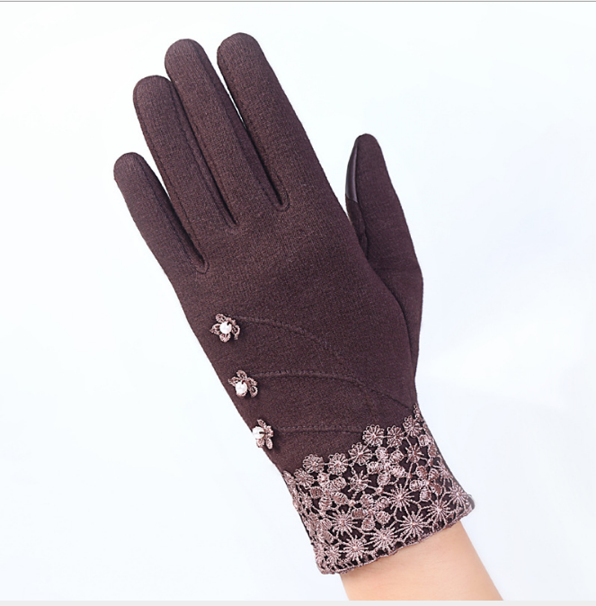 Touch screen ladies winter gloves outdoor sports cycling driving warm gloves not falling velvet gloves