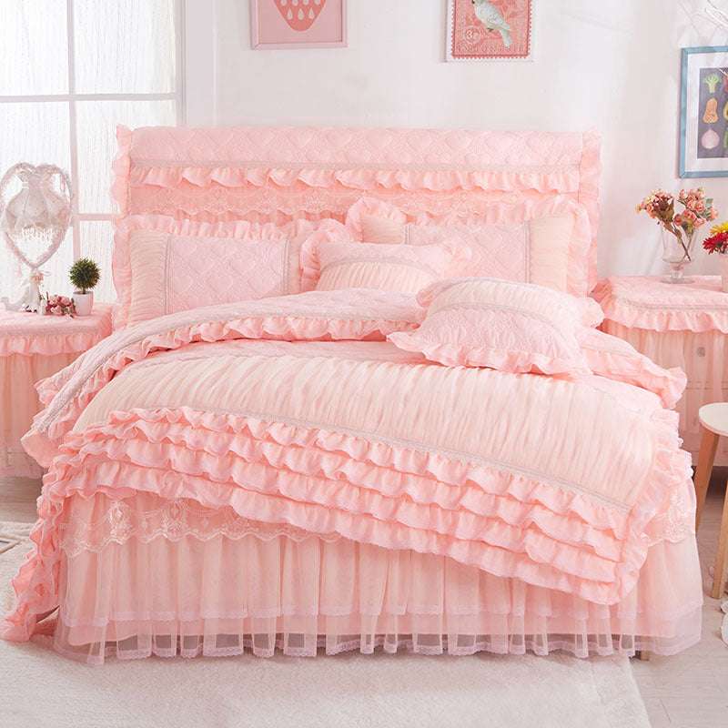 Korean Style Lace Quilted Padded Bedspread - globaltradeleader