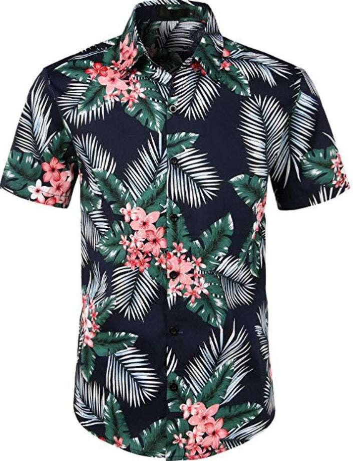Printed beach short sleeve shirt - globaltradeleader