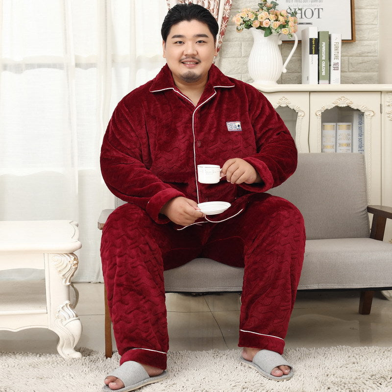 Thickened lapel long sleeve men's pajamas