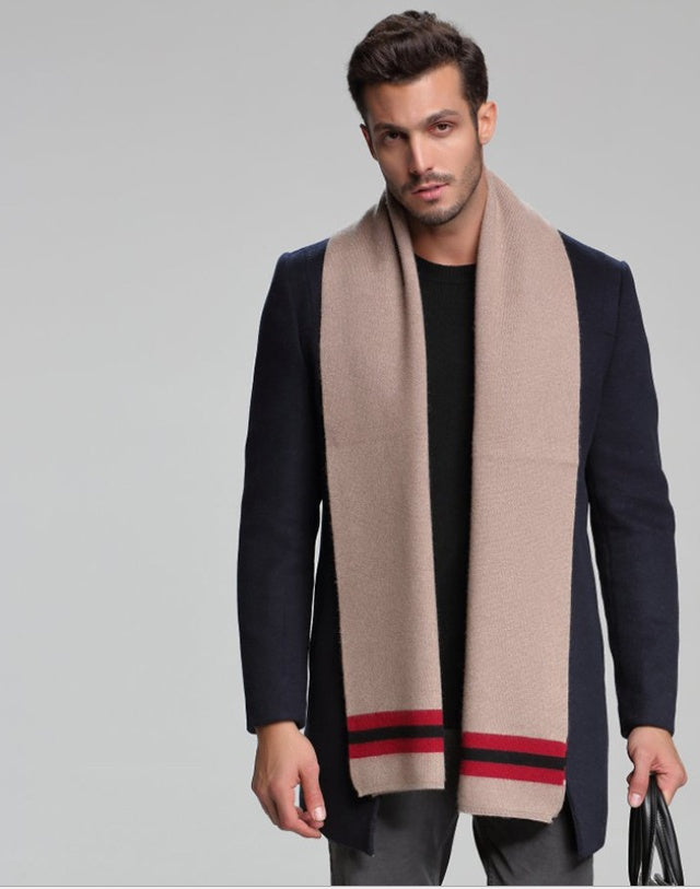 autumn and winter new men's scarf cashmere tide men's business casual thick warm scarf long double-sided - globaltradeleader