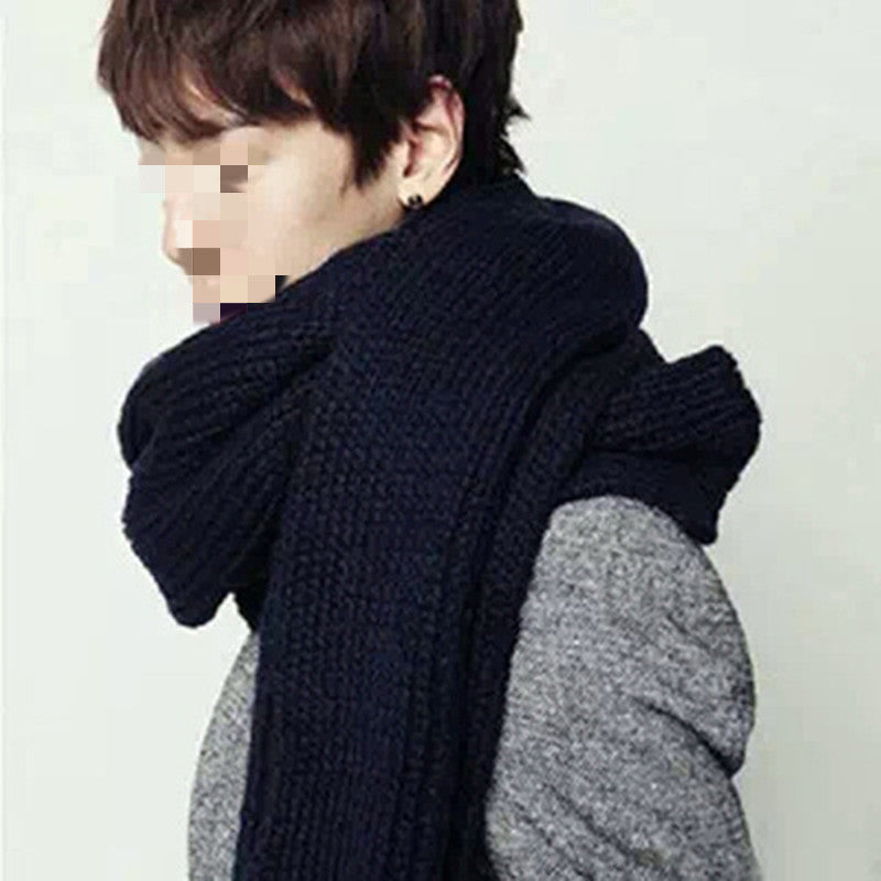 Men's And Women's Fashion Thickening Warm Solid Color Scarf