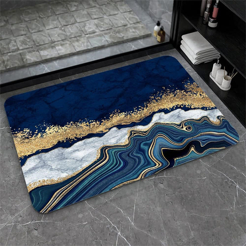 Nordic Light Luxury Marbling Diatom Ooze Absorbent Non-slip Floor Mat Toilet Door Quick-drying Feet - globaltradeleader