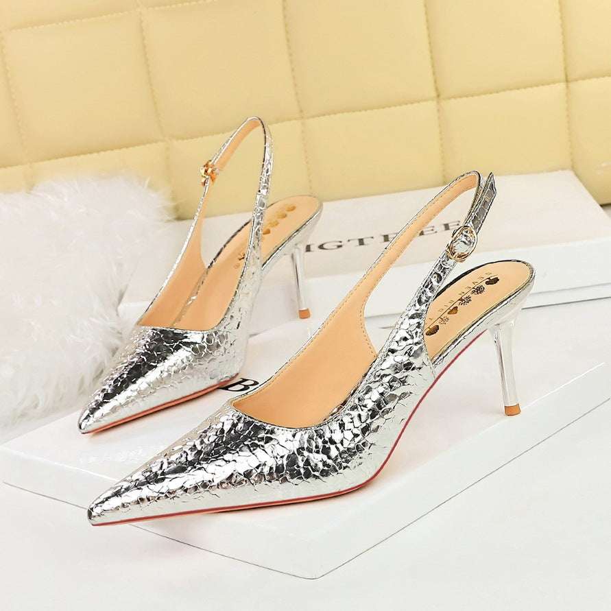 Hollow High Heel Shoes Ladies Stiletto Heel Shallow Mouth Pointed Toe - globaltradeleader