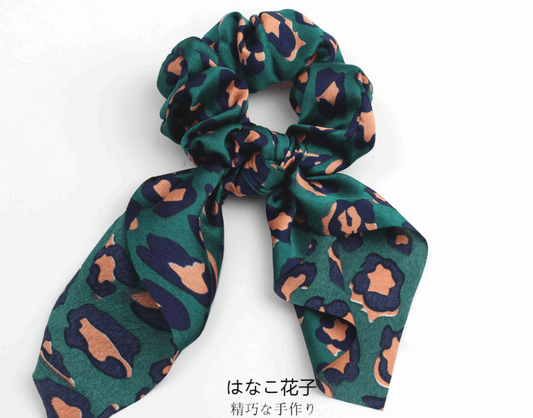 4Pcs Leopard Snake Floral Streamers Scrunchies Women Hair Scarf