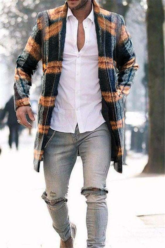 Men's Woolen Stand Collar Mid-length Trench Coat - globaltradeleader