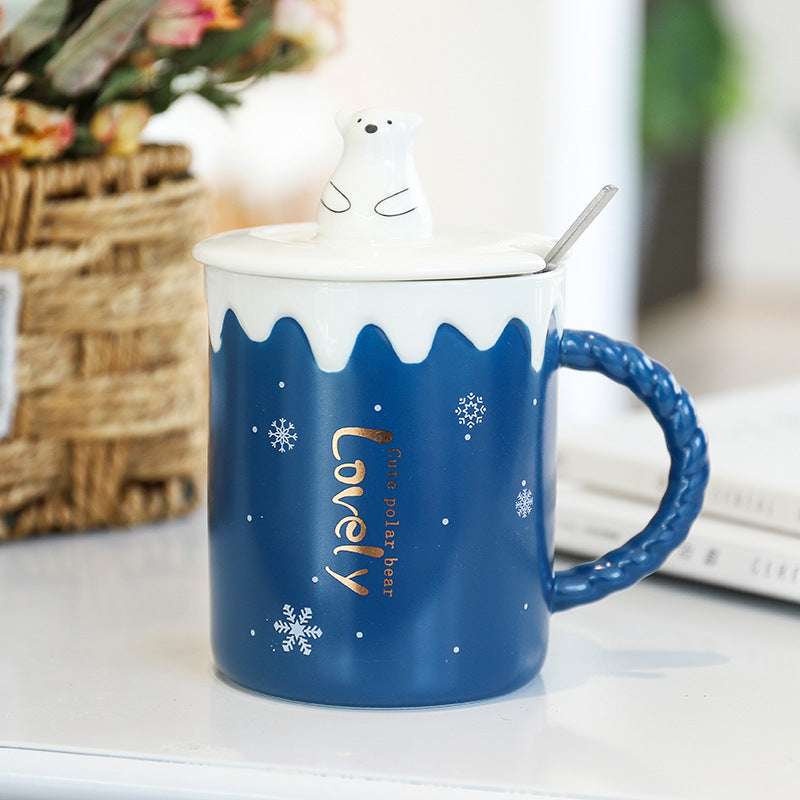 Cartoon Polar Bear Christmas Ceramic Water Cup