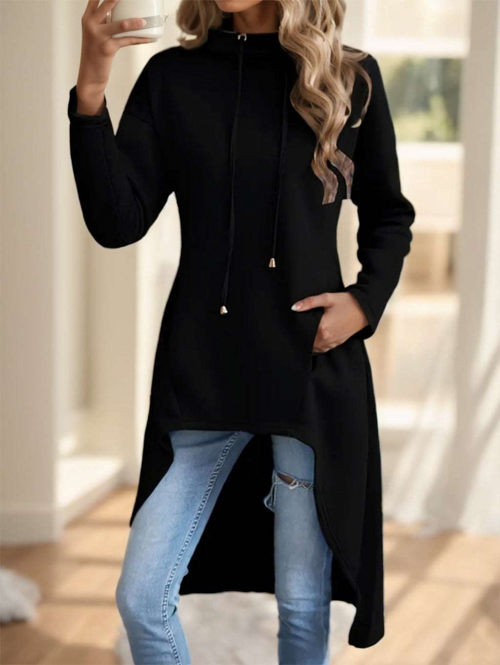 Top  Solid-colored Long-sleeved Top For Ladies - globaltradeleader