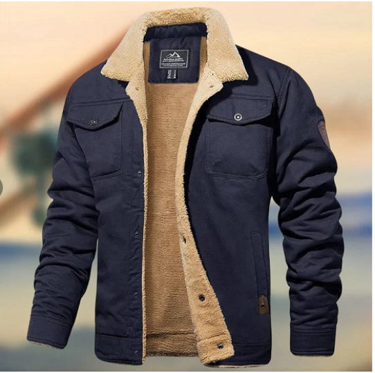 Autumn And Winter New Men's Jacket Hooded Fleece-lined Mid-length Overalls - globaltradeleader