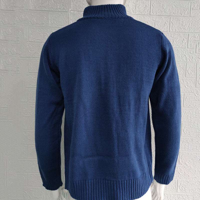 Men's Stand Collar Sweater Knit Button Cardigan Tops Men's Clothing - globaltradeleader