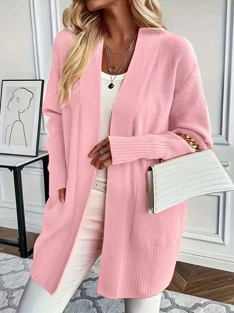 Plus Size Women's Solid Color Knit Casual Simple Cardigan - globaltradeleader