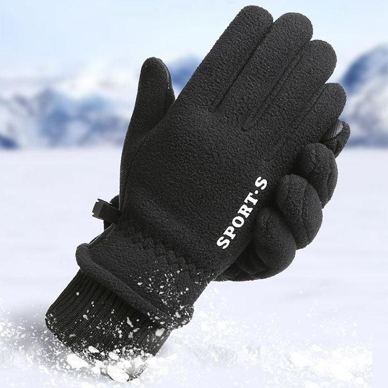 Outdoor Ski Riding Gloves Winter Polar Fleece Flip Cover Winter Gloves Men And Women Plus Velvet Thickened Warm Touch Screen Gloves - globaltradeleader