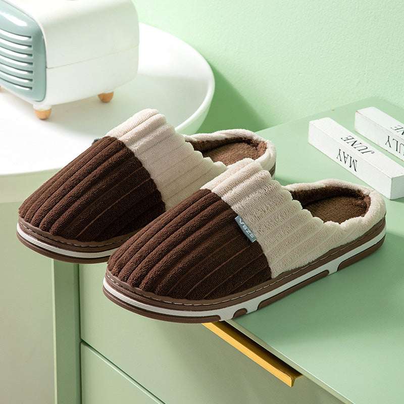 Unisex Winter Slippers Corduroy Shoes Couples Bedroom Slippers Women Men - globaltradeleader